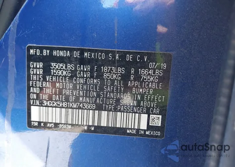 2019 Honda Fit Ex z USA, uszkodzony, nr VIN 3HGGK5H81KM743669